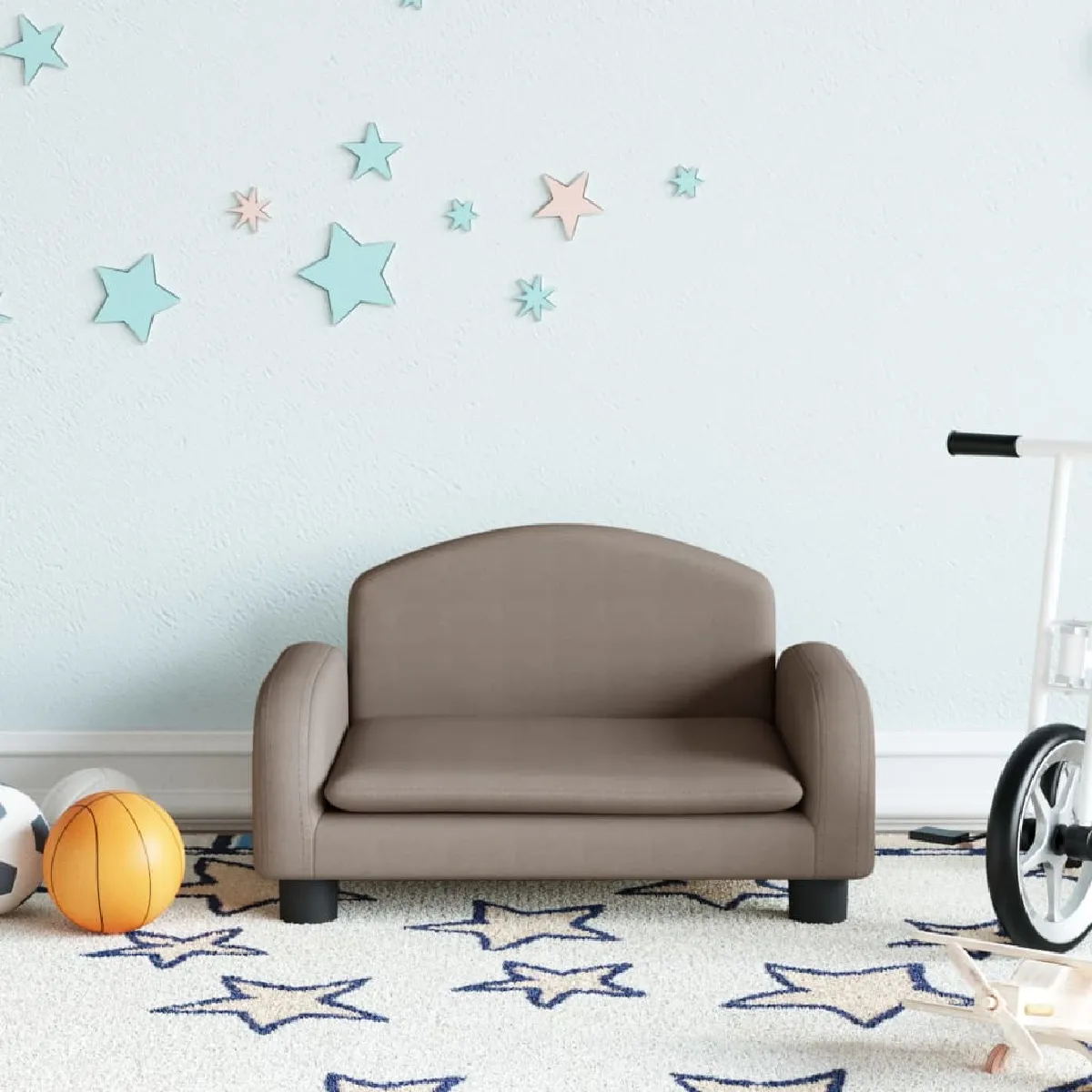 vidaXL Canapé Enfant Taupe
