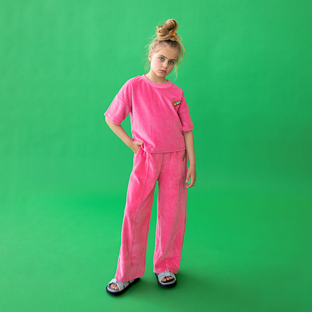 CARLIJNQ roze carlijnq joggingbroek basic - girls jogger with embroidery