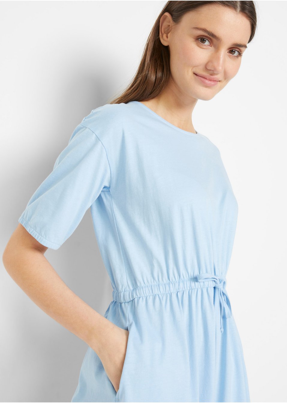 Robe midi en coton avec smock et poches