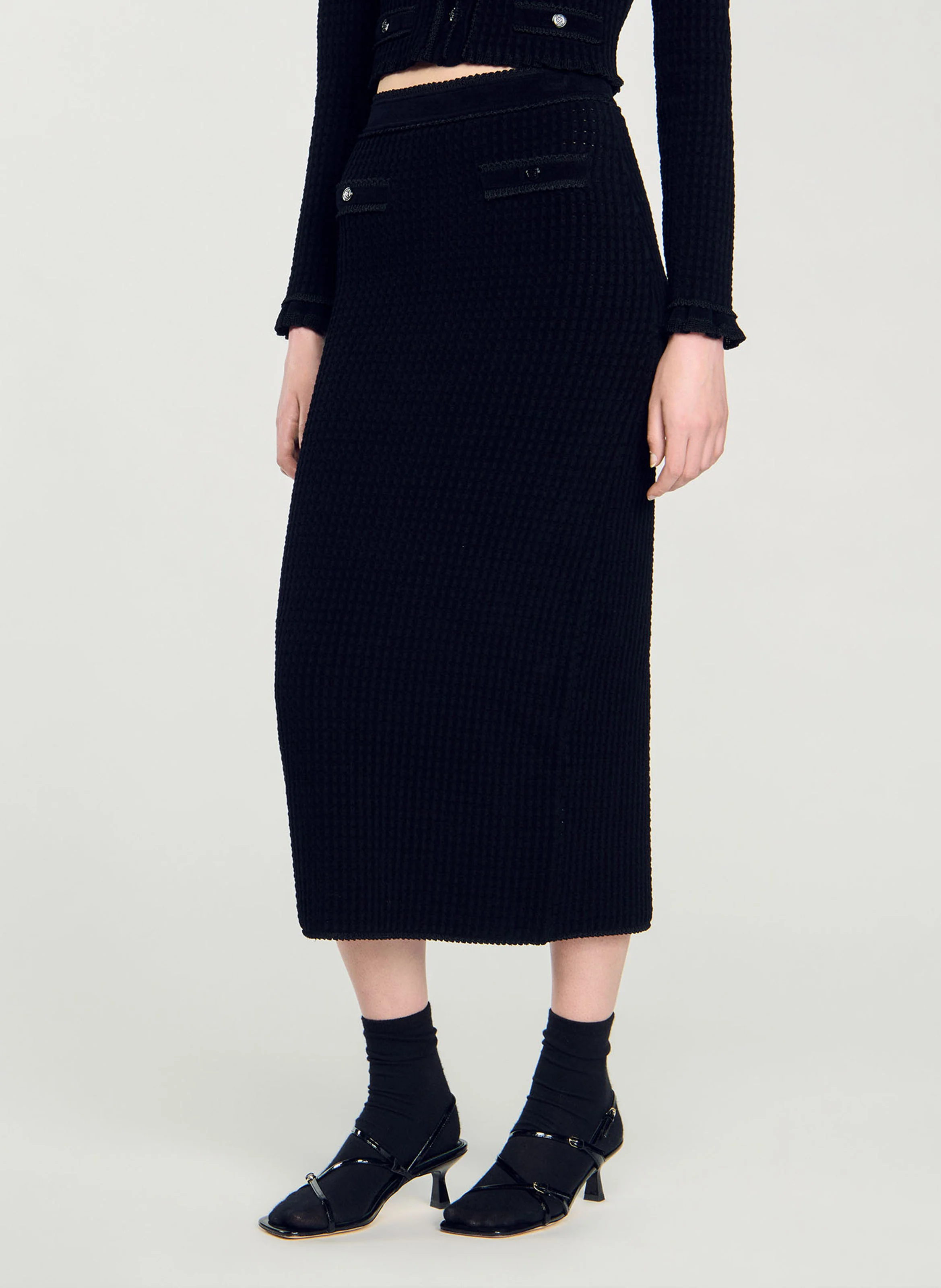 Jupe midi droite | Noir