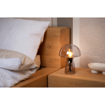 Lucide tafellamp Fungo rookglas