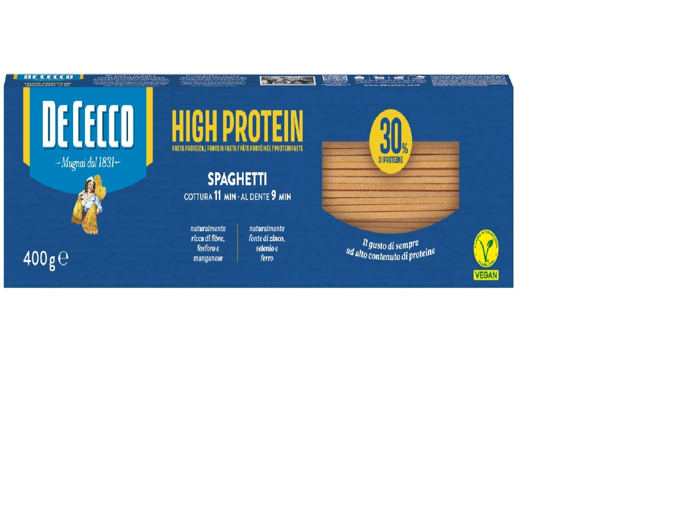 ESPARGUETE DE CECCO ALTO TEOR DE PROTEÍNA 400G