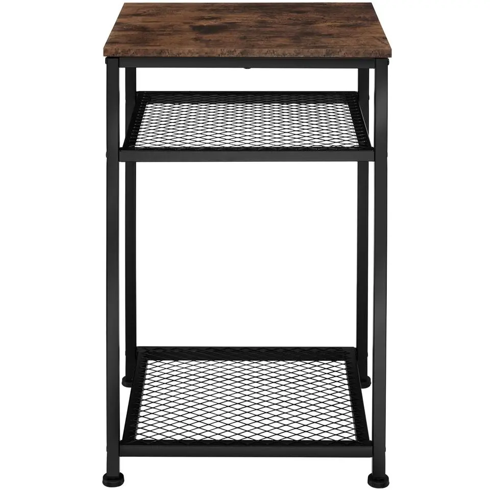 tectake Bijzettafel York 45,5x36x75,5cm, Industrieel Hout Donker, Rustiek