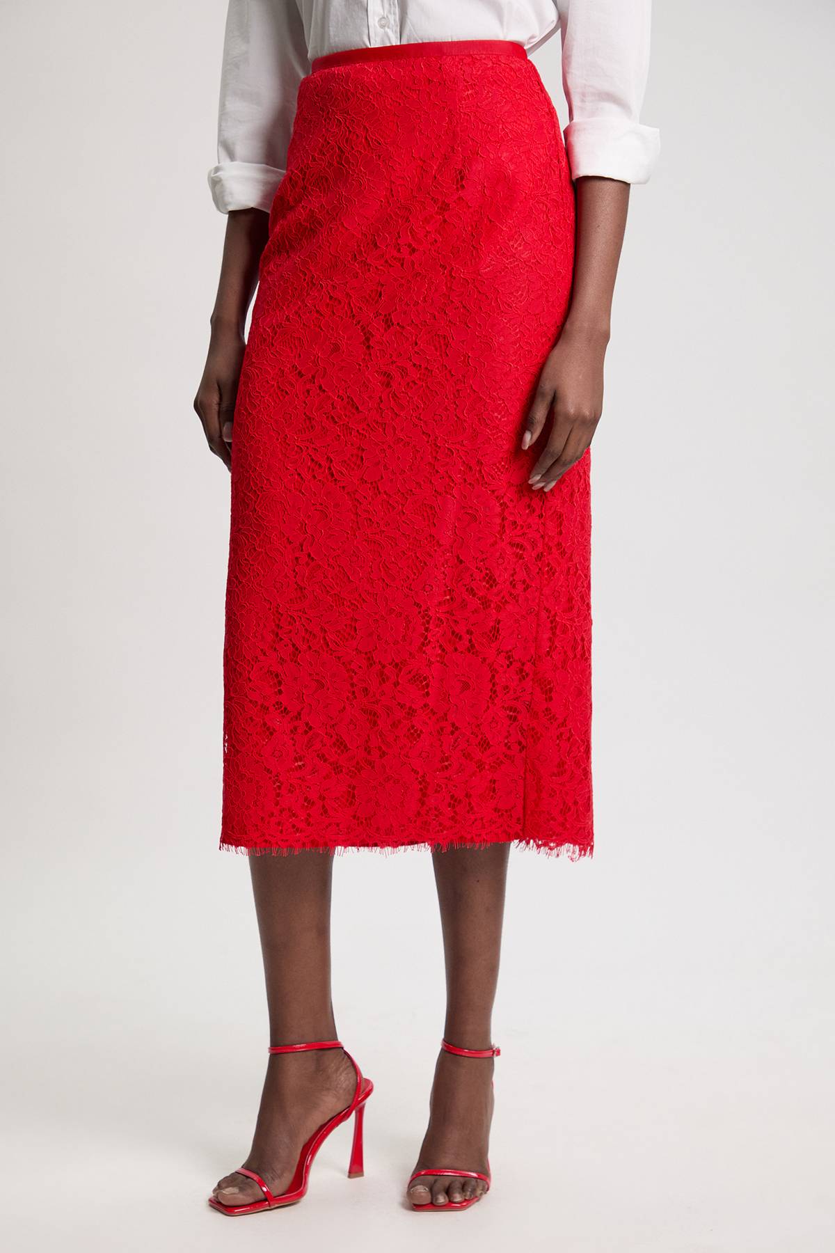 KarenMillen Jupe Midi En Dentelle Tissée