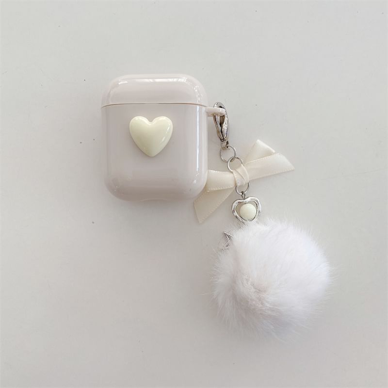 VanDi - Hartvormig lint met pompon voor AirPods / Pro-oortelefoonhoesje