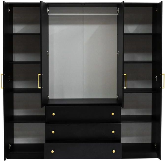 LIZANDRO - Kast - Zwart - Spaanplaat - 4 Deuren - 3 Lades