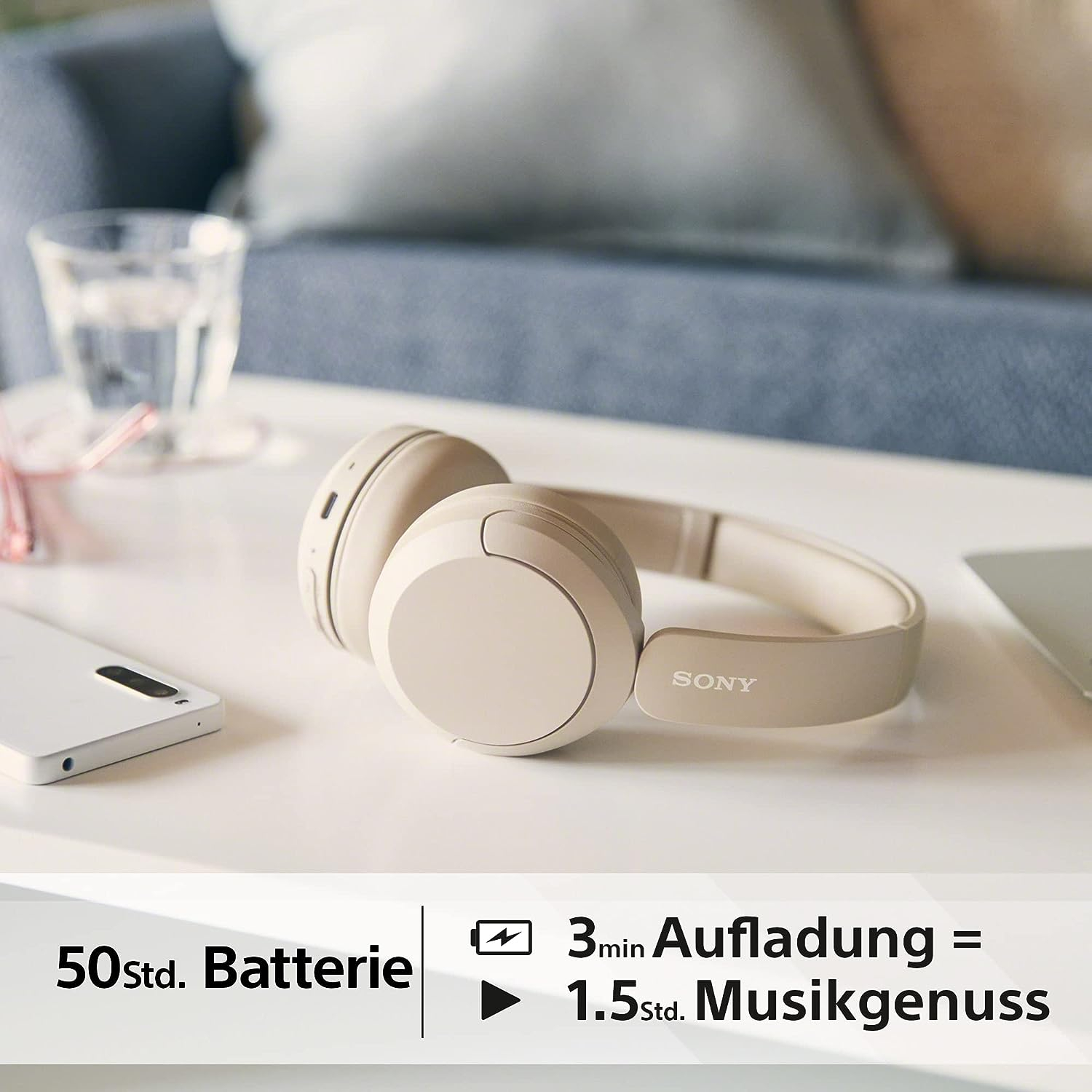 WH-CH520 Bluetooth 5.2 Kopfhörer On-Ear Headset mit Sprachsteuerung (WHCH520C.CE7) - Beige