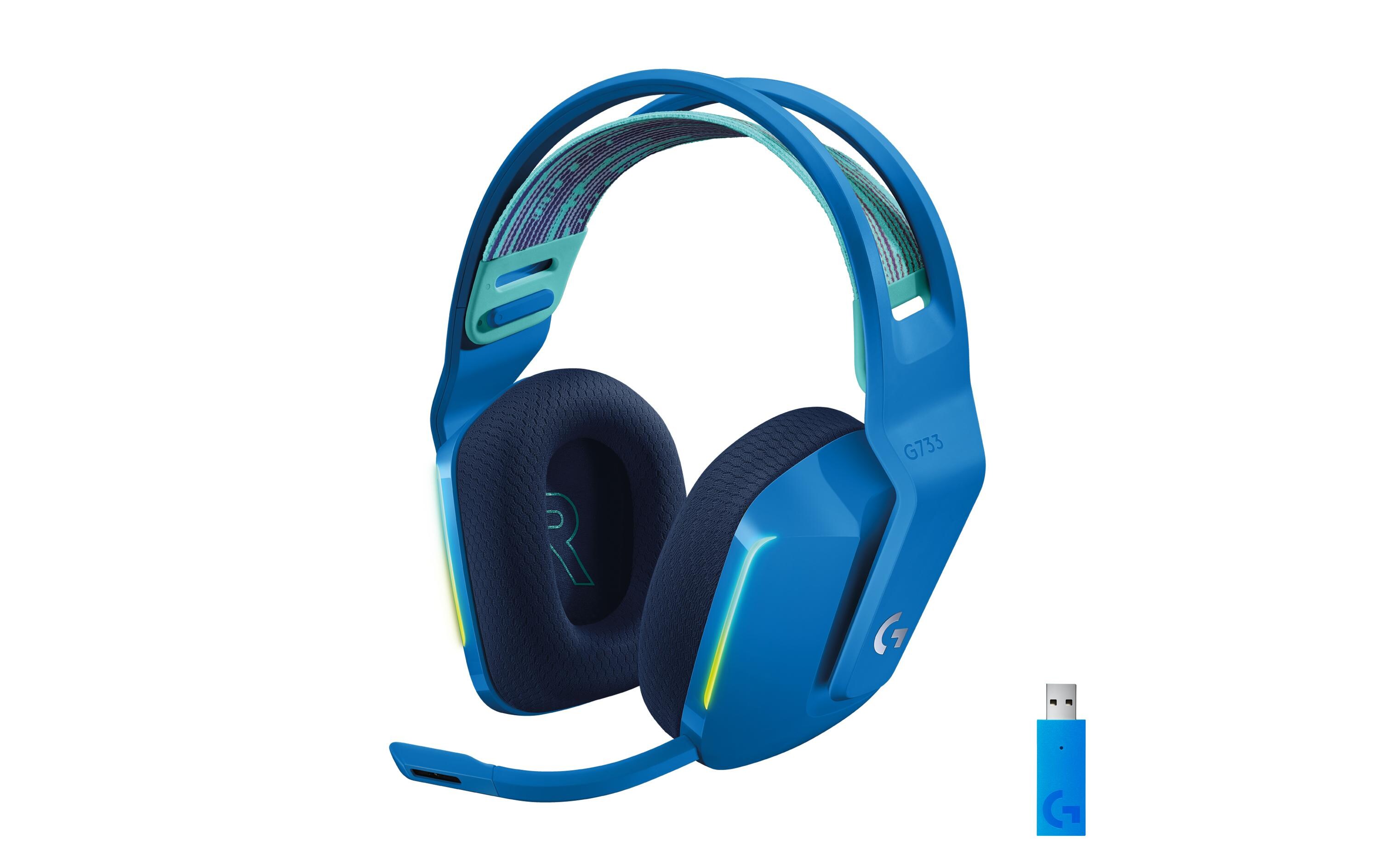 Headset G733 Lightspeed BlauWireless-Gaming-Headset mit DTS 7.1 Surround-Sound und RGB Beleuchtung