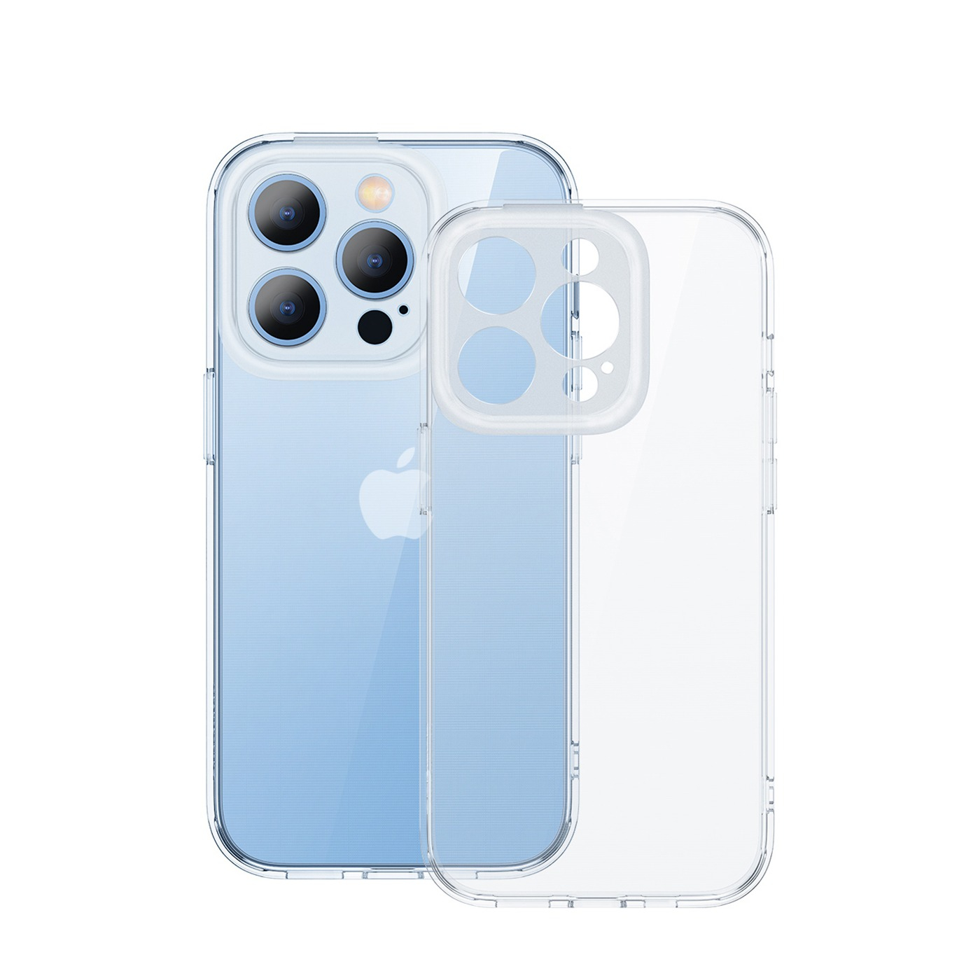 iPhone 14 Pro Hardcase Hülle TPU Bumper 4x Objektiv Kameraschutz   Display Panzerglas - Transparent