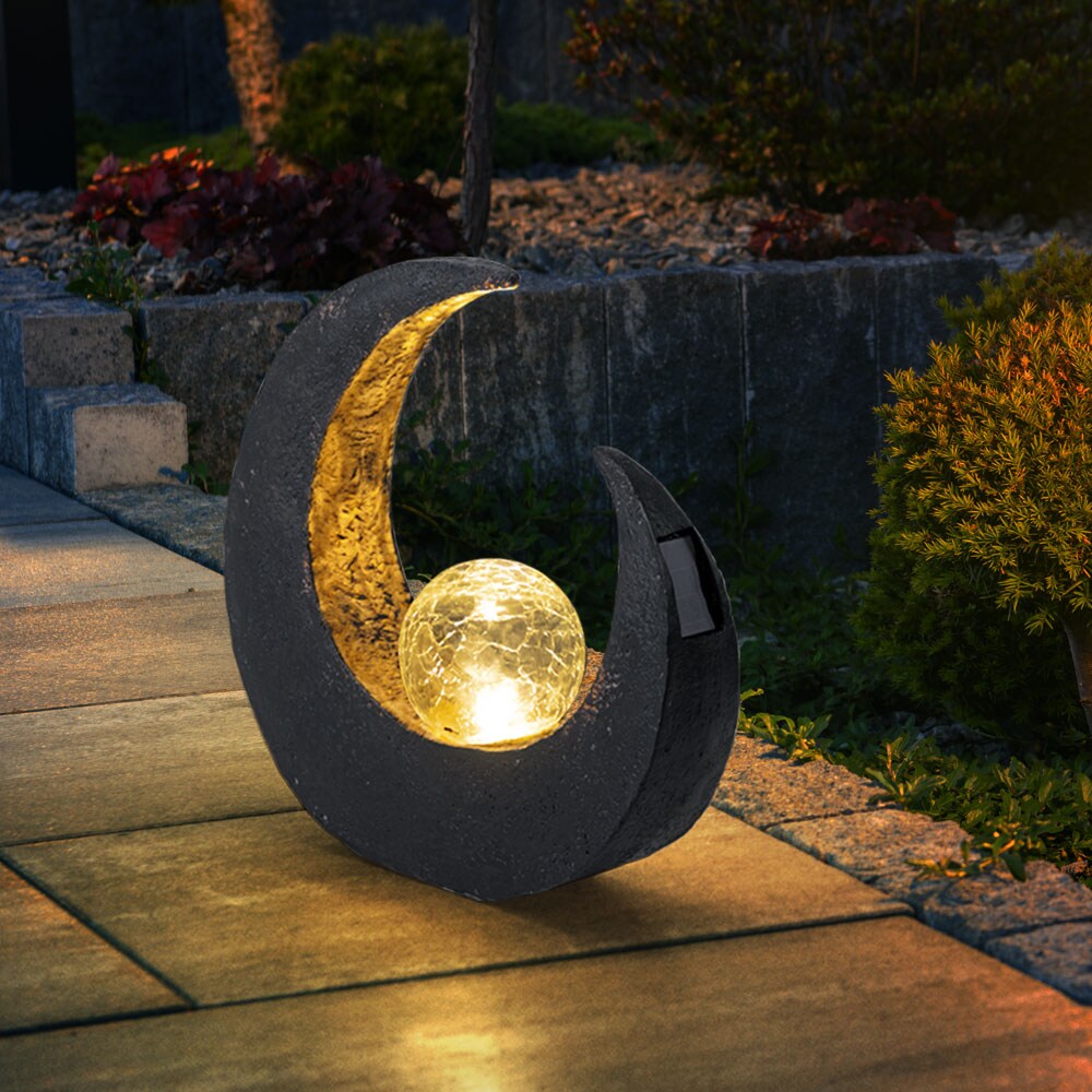 LED Mondsichel Solarleuchte mit Glaskugel Höhe 30,5 cm
