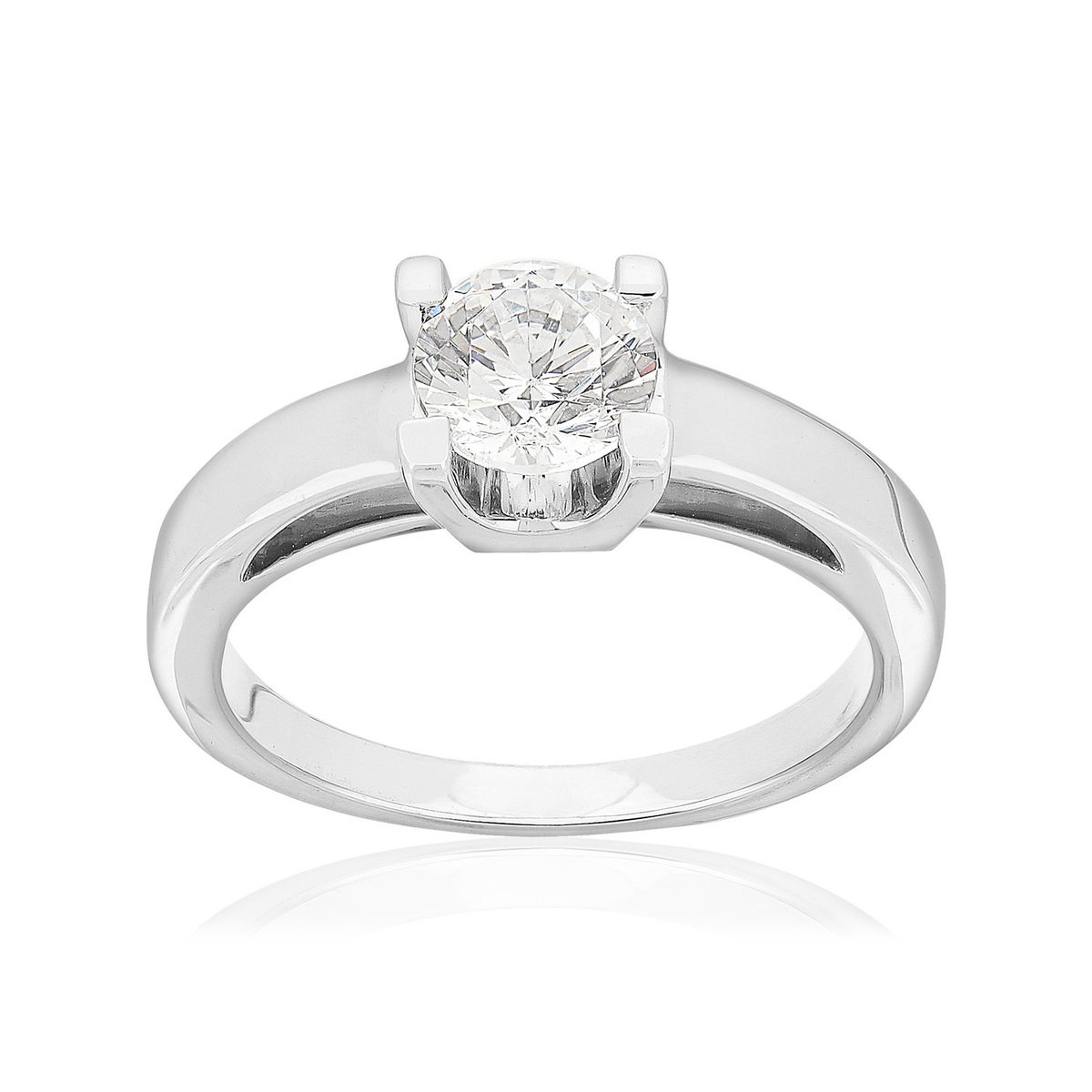 Solitaire or 750 blanc diamant synthétique 1 carat