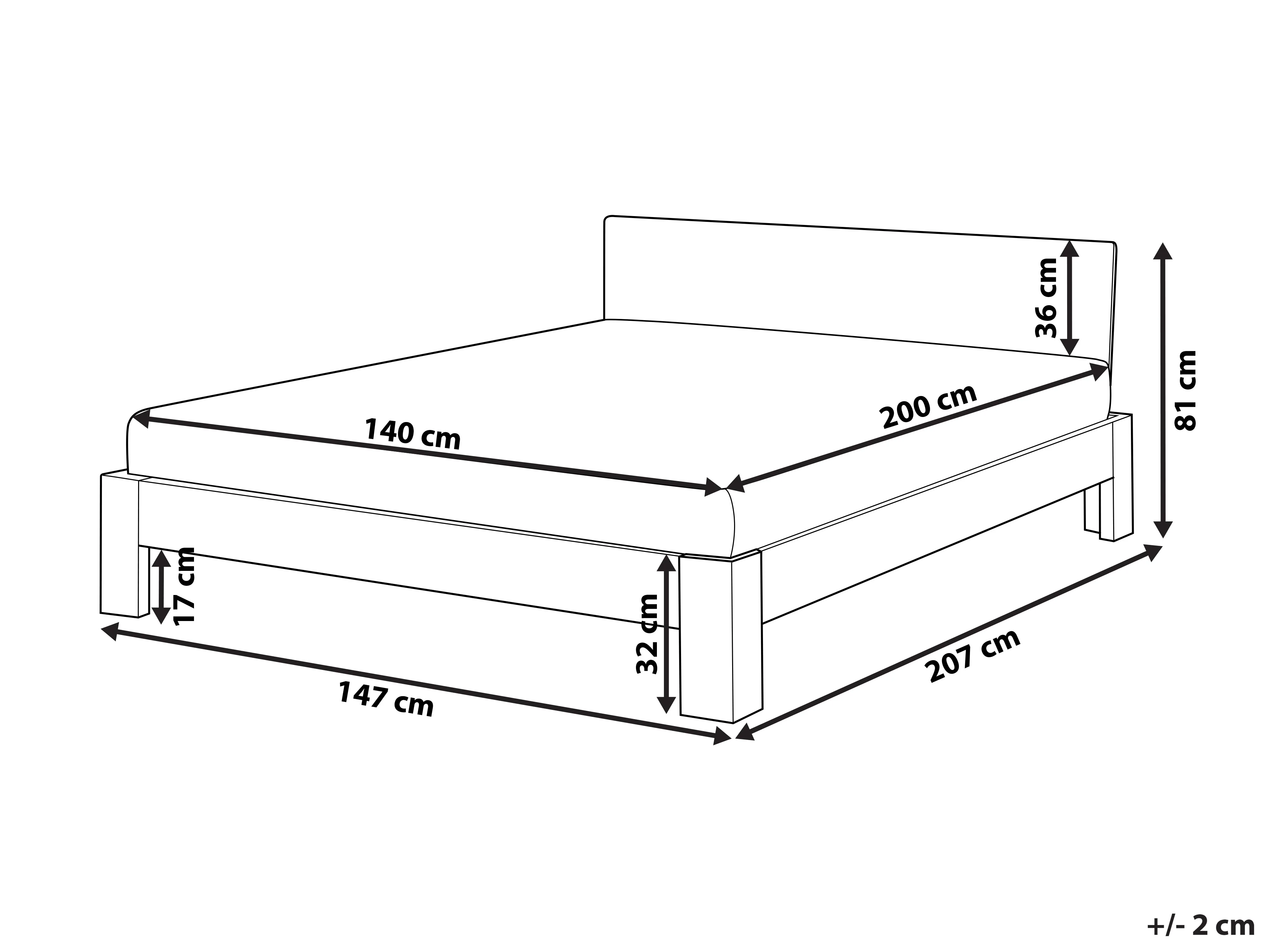 Bed Dennenhout ROYAN 140 x 200 cm Wit