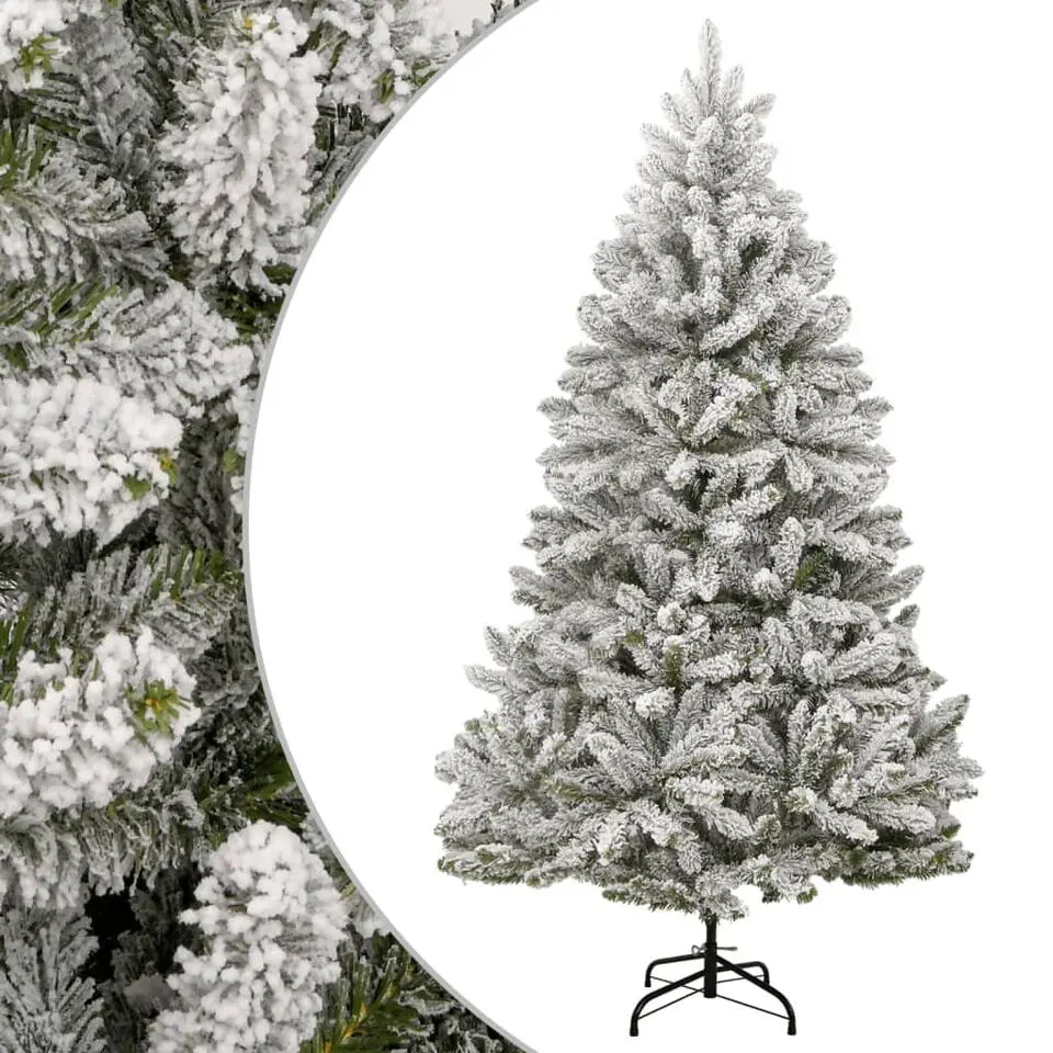 vidaXL - Kunstkerstboom met LED's en wit/grijs kerstballen 150 cm - Groen - PVC