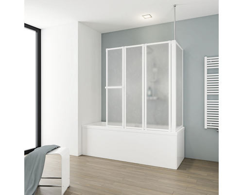 3-delige badwand met zijpaneel SCHULTE Komfort 128,8 x 140 cm helder glasprofiel kleur wit D1511 04 01 140