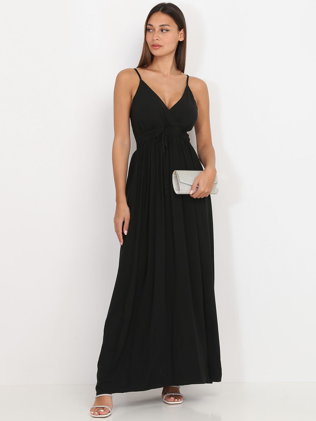 Robe longue cache coeur- Noir