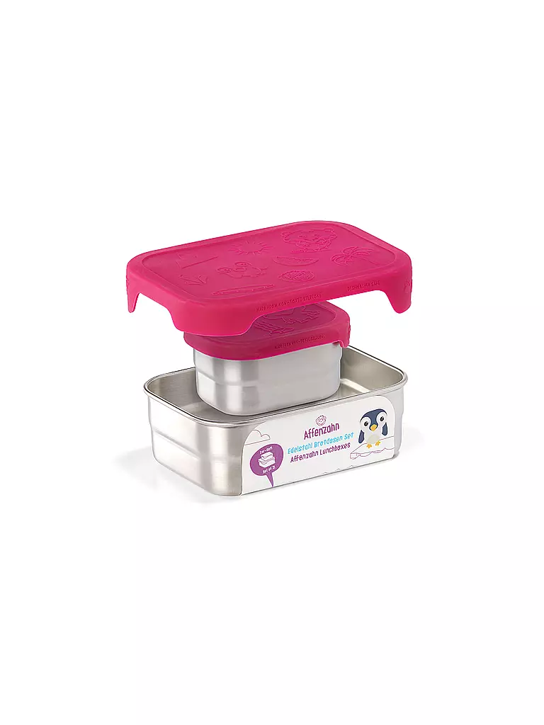 AFFENZAHN Edelstahl-Brotdose  pink