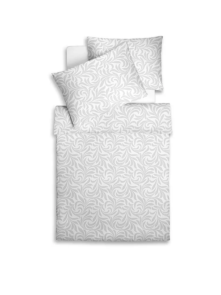 FLEURESSE Damast Bettwäsche OPAL 2x70x90cm/200x200cm Weiss weiss