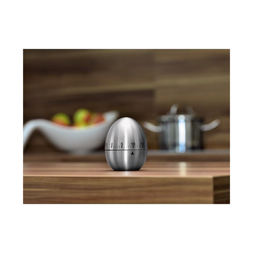 (75x60mm) Edelstahl Küchenwecker Timer Eieruhr 59 Minuten mit Alarm (00095302) - Silber
