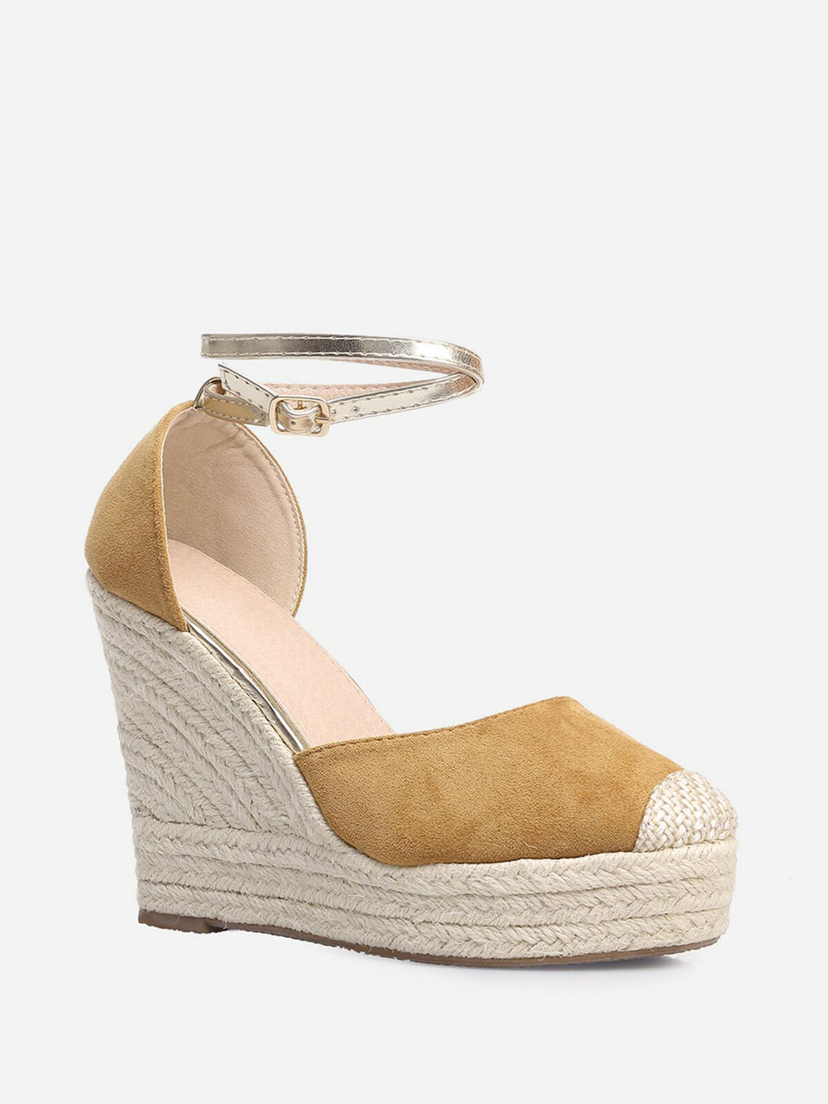 Espadrilles compensées avec bride- Camel