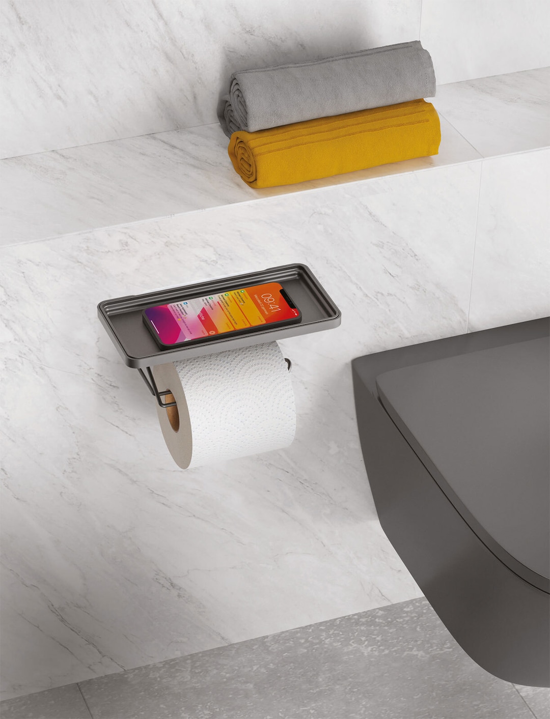 metaltex Toilettenpapierabroller ORIGIN LAVA 22x8x11 cm TouchTherm Schwarz matt