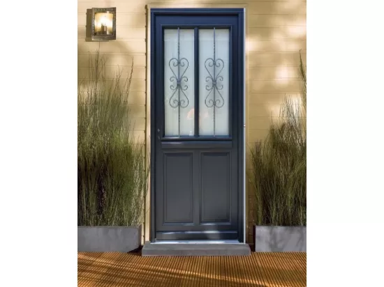 Porte D'Entrée Bois Vitrée, Sobra, H,215Xl,90 P, Droit Cote Tableau