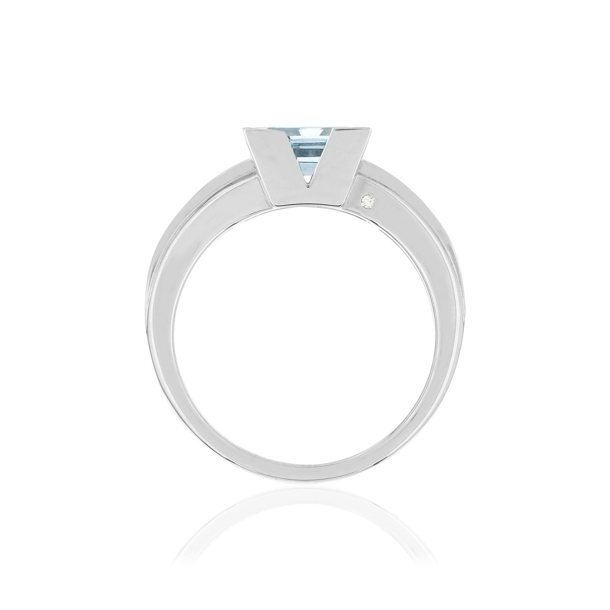 Bague VAN BRILL or blanc 750, aigue-marine, diamant.