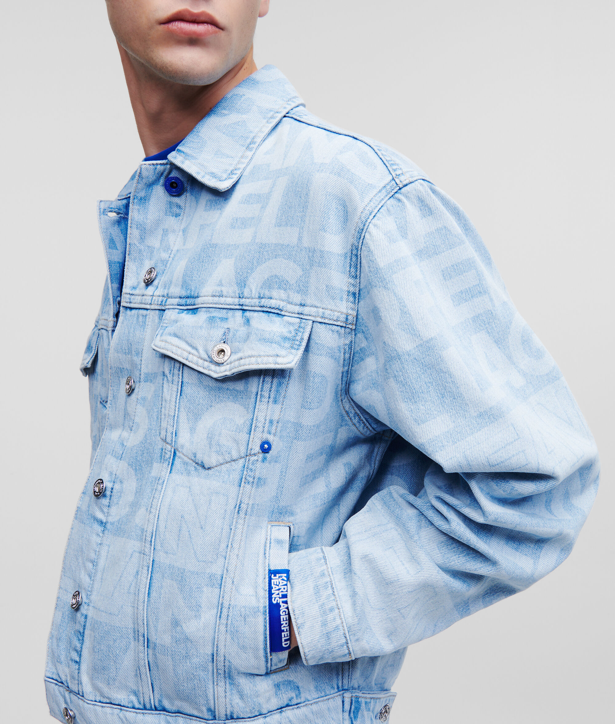 VESTE EN JEAN KLJ AVEC LOGO FAÇON ALL-OVER