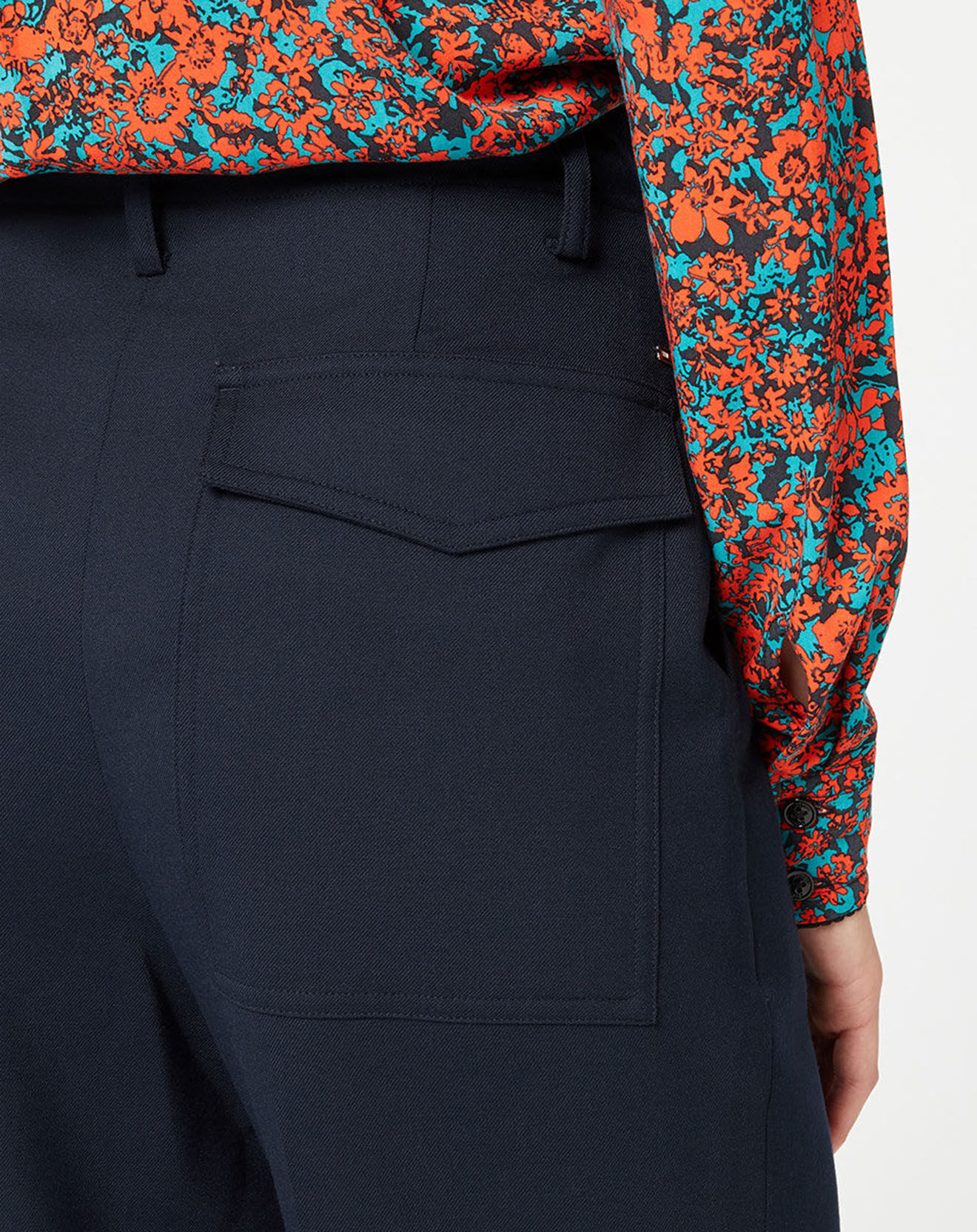 Tommy Hilfiger Pantalon Regular à pinces en Flanelle bleu marine