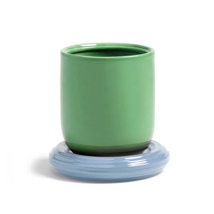 &klevering - Churros Blumentopf, Ø 14,5 x 15 cm, grün / blau