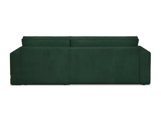 Canapé d'angle convertible réversible 4 places avec coffre de rangement en velours côtelé vert foncé - Livia