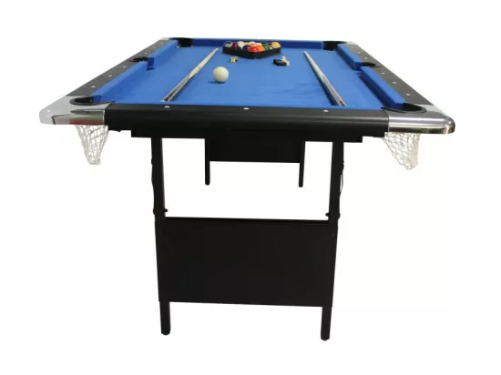 Billard pliable, Table de Billard avec Accessoires, 193 x 109 x 81 cm - Noir et Tapis Bleu