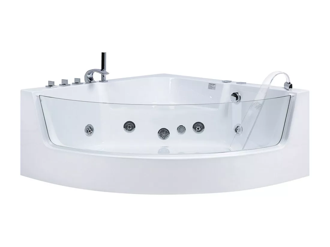 Baignoire d'angle blanche 190 x 135 cm avec LED MARINA