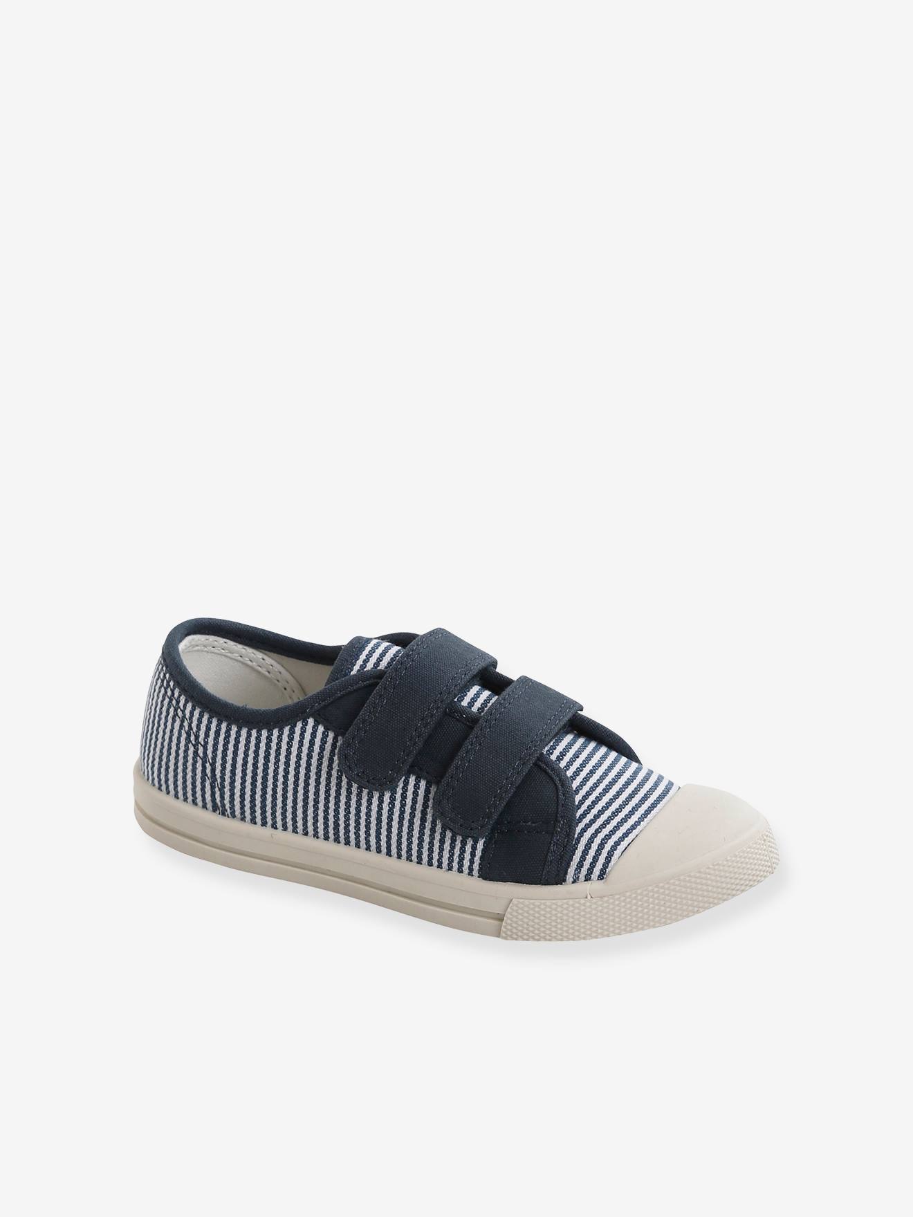 Tênis infantil de lona com fecho de velcro azul