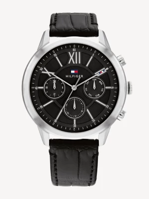 Relógio de aço inoxidável com pulseira estampada de crocodilo