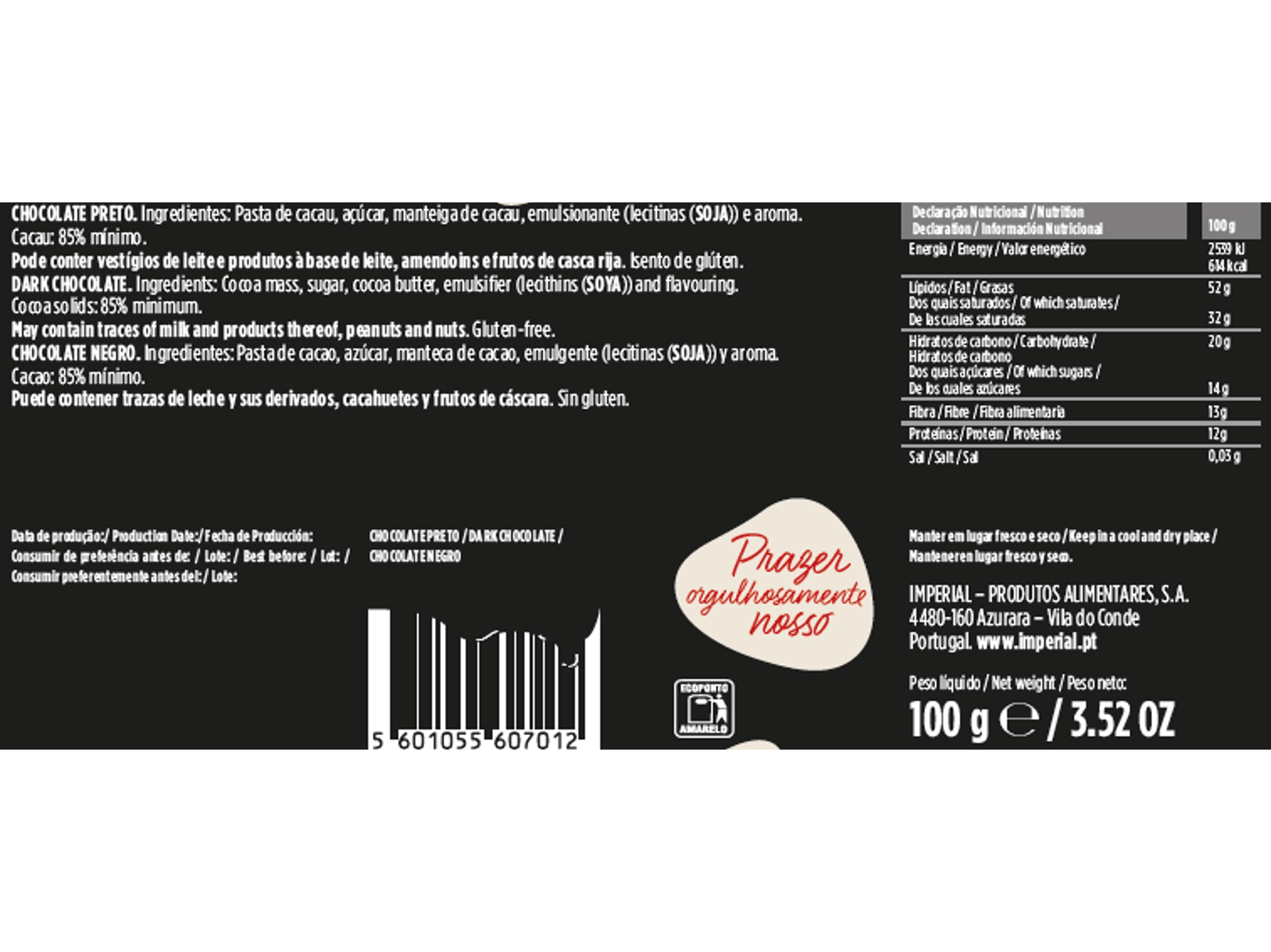 CHOCOLATE REGINA NEGRO 85% VEGAN 100G