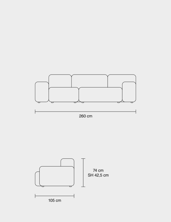 Muuto Soft blocks bank series driezitter midnight blue