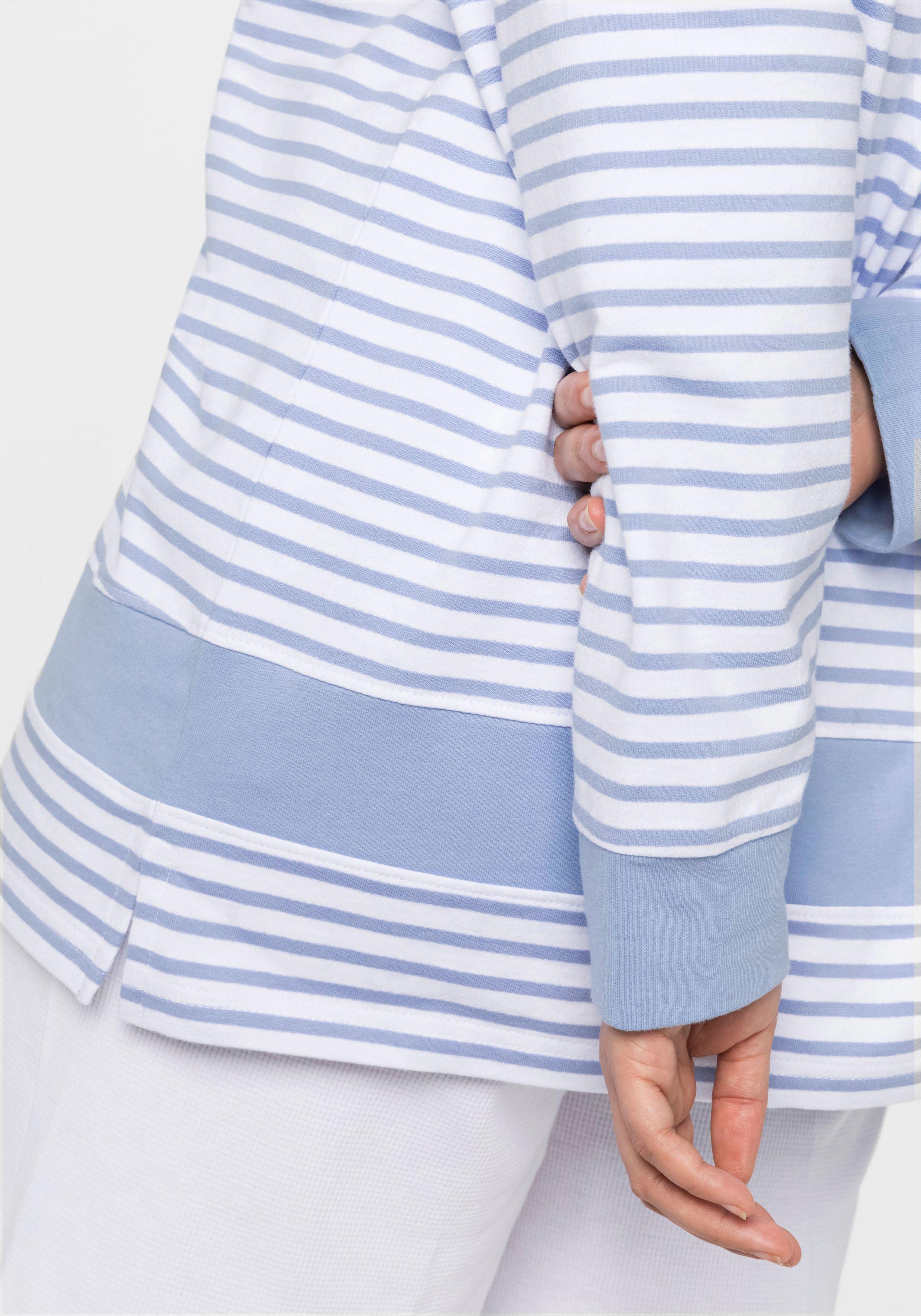 Geringelte Sweatjacke mit Kapuze