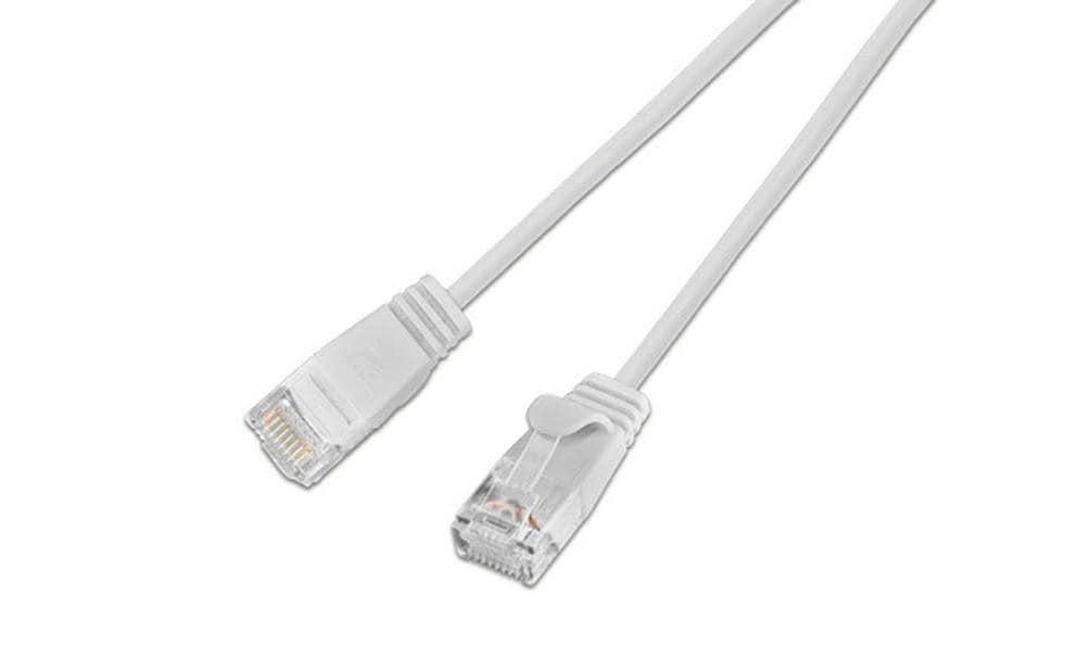 Slimpatchkabel RJ-45 - RJ-45, Cat 6, UTP, 0.15 m, WeissLightpatchkabel rund, ungeschirmtes Twisted-Pair-Kabel (U/UTP) mit Klinkenschutz