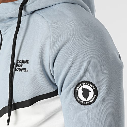 Ensemble Sweat Zippé Capuche Et Pantalon Jogging Everest Bleu Clair Blanc