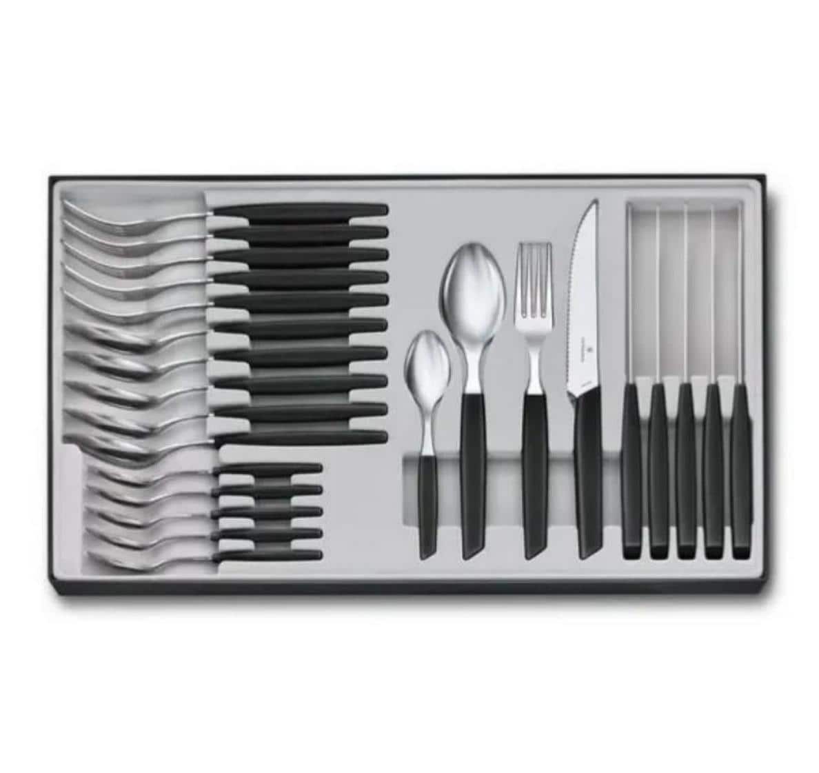 Besteck-Set Swiss Modern 24-teilig, Schwarz<br>Tafelbesteck für 6 Personen