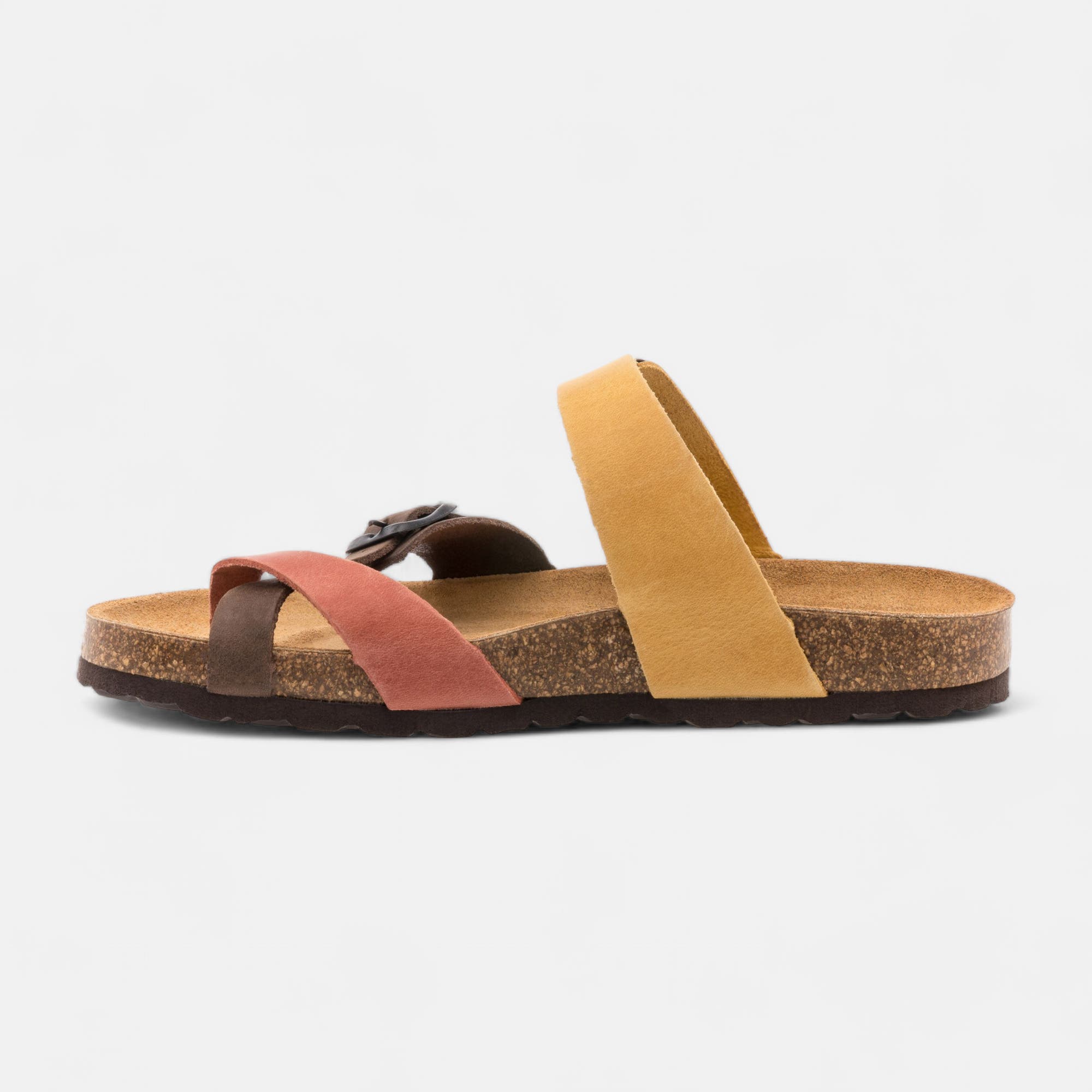 Mules semelle liège Femme en cuir multicolore