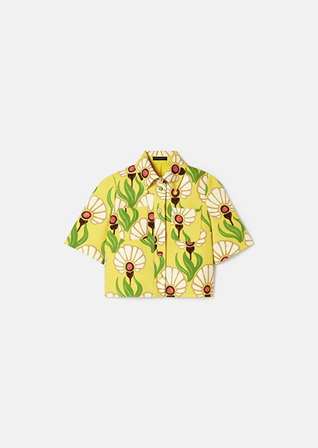 Top Thadeajaune à motif fleurs