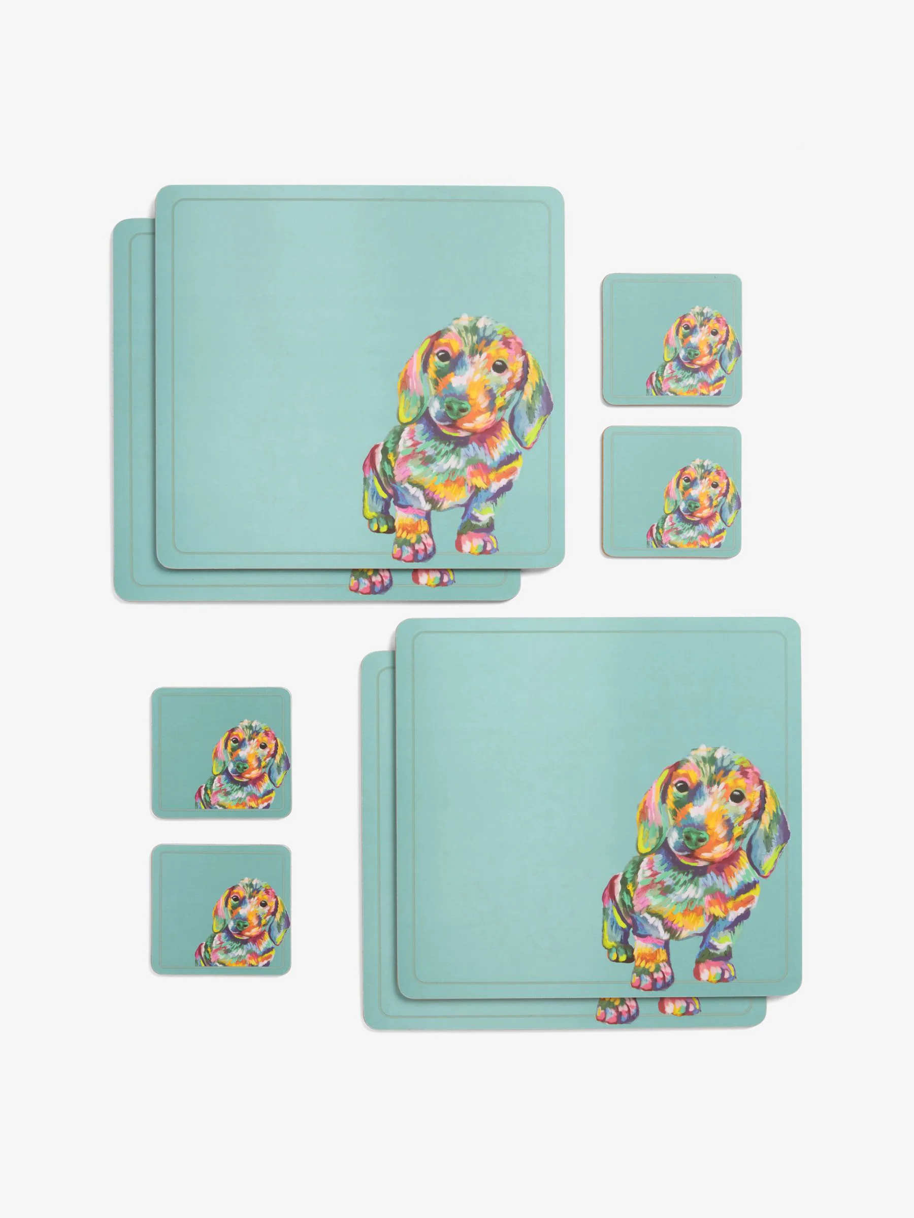 Set van 4 teckelplacemats en -onderzetters