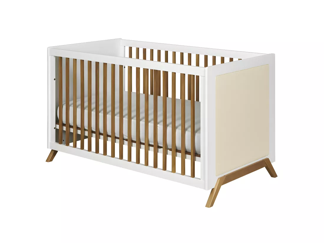 Lit bébé avec matelas 70x140 cm panneaux de fibres blanc AZU