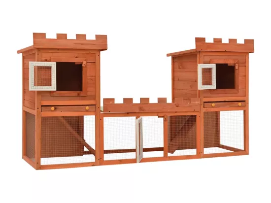 Clapier large d'extérieur avec maison double