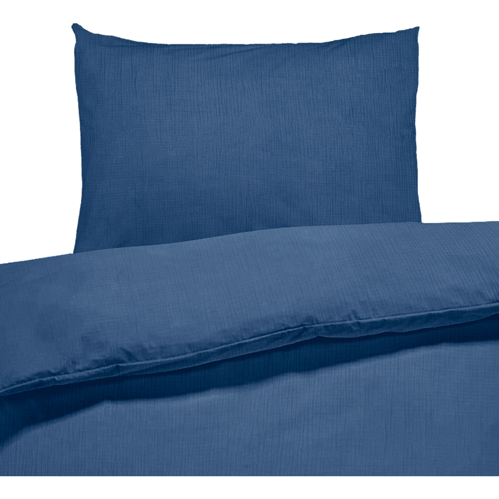 Bettwäsche Musselin mit Perkal uni blau 200x210 Duvetbezug Franz