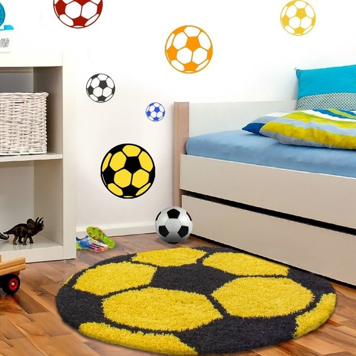 Rond Hoogpolig vloerkleed - Fun Geel | Sfeervolle kinderkamer