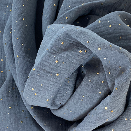 Tissu Coton Au Mètre Gaze Gris Or