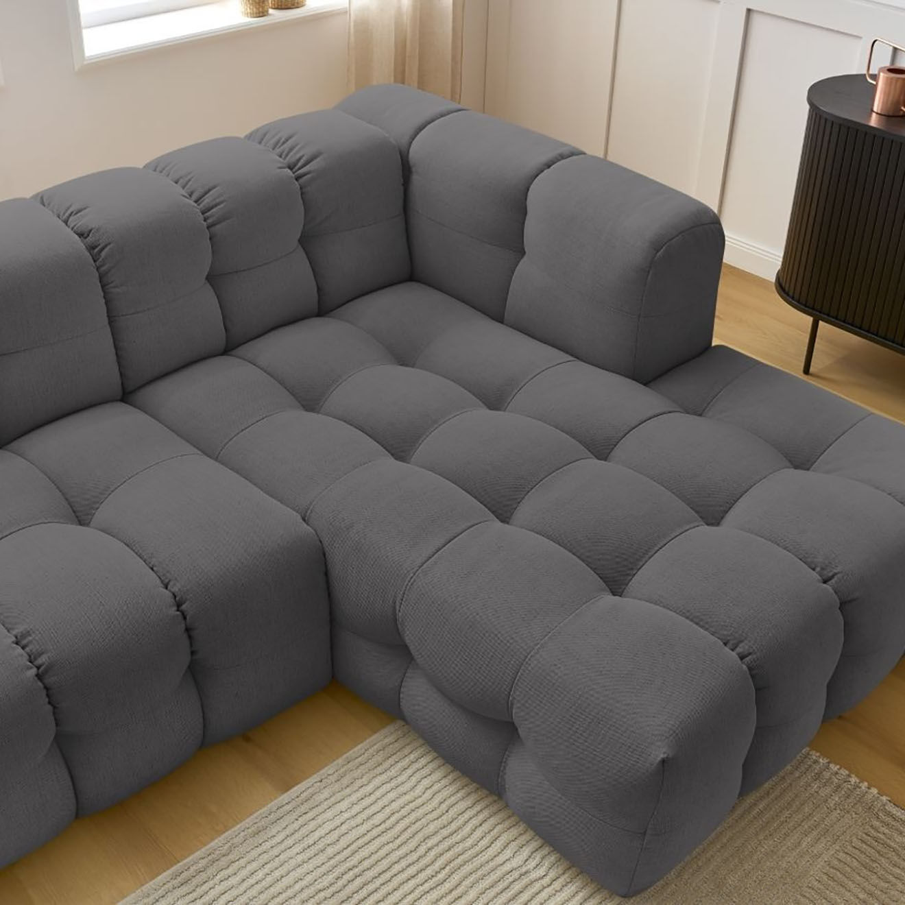 Bobochic Canapé d'angle droit cloud gris foncé - 288x184x75 cm