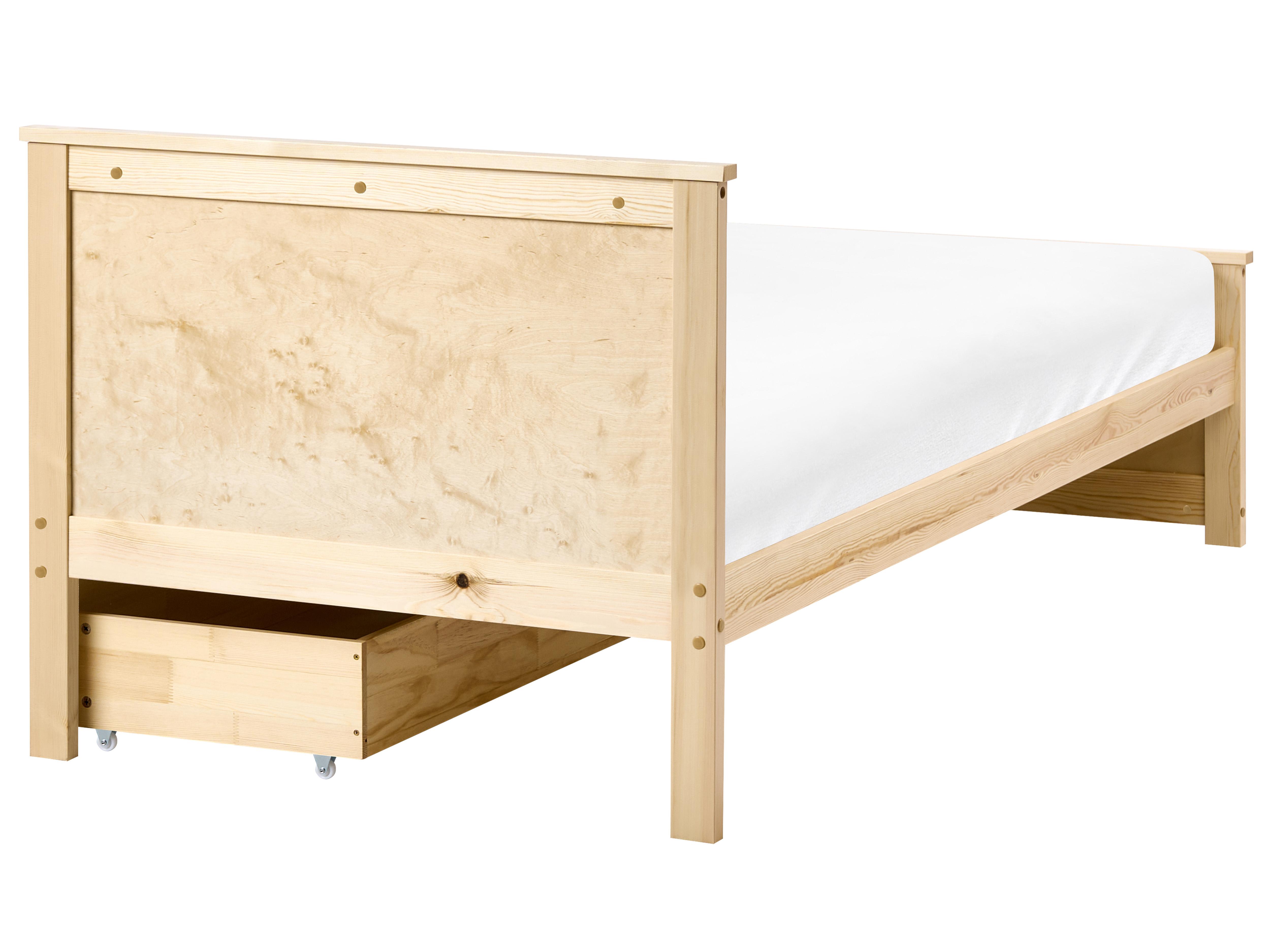 Bed met 2 lades Dennenhout DAUPHIN 90 x 200 cm Lichtbruin